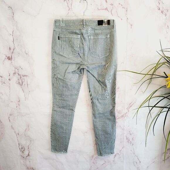 Neiman Marcus Parker Smith pinstripe step raw hem skinny jeans - Picture 5 of 11
